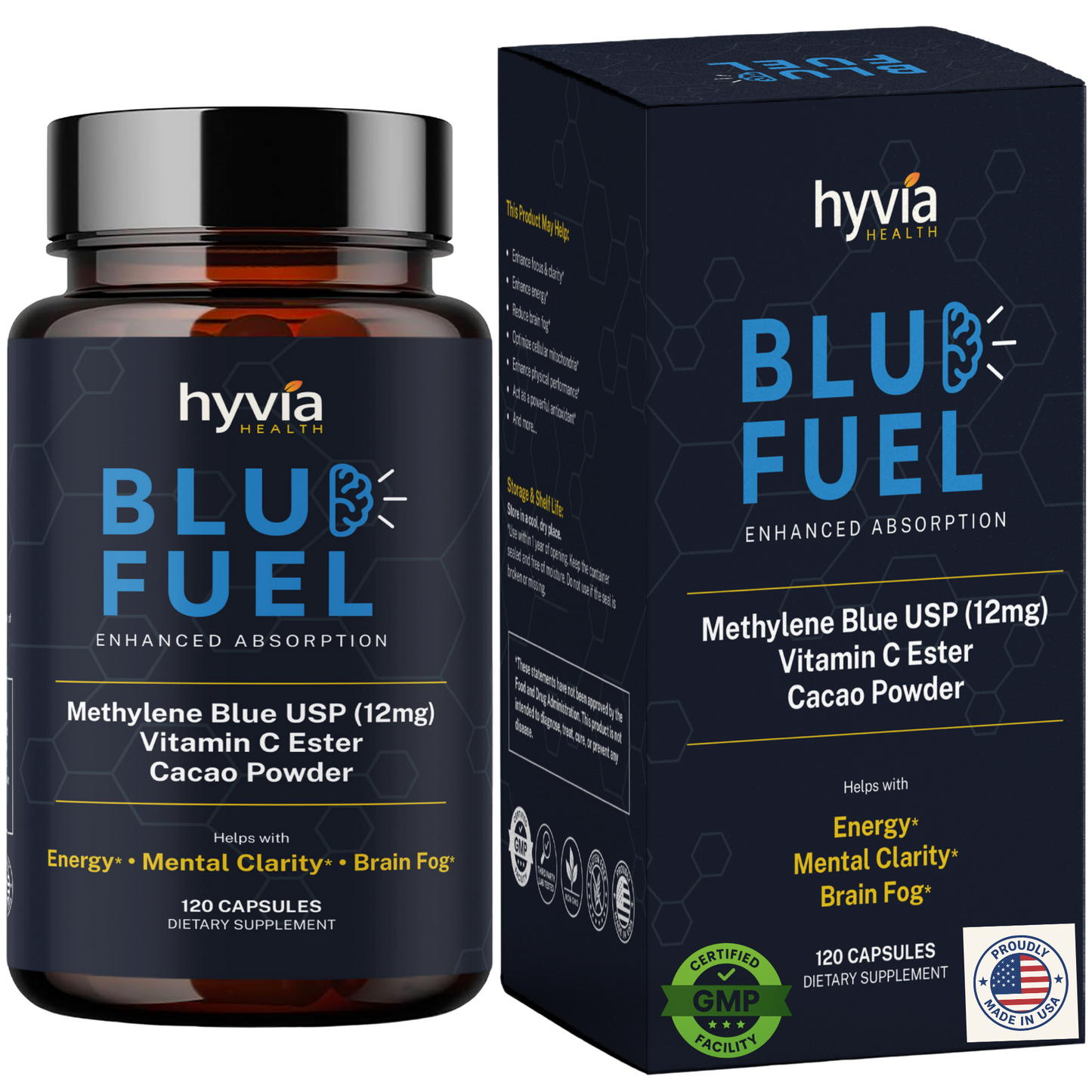 Blue Fuel – Methylene Blue Supplement for Energy, Focus & Mental Clarity (120 Capsules)