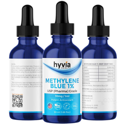 Methylene Blue 1% USP (Pharma Grade) Liquid Drops – 10mg/ml (50ml / 1.69 fl oz)