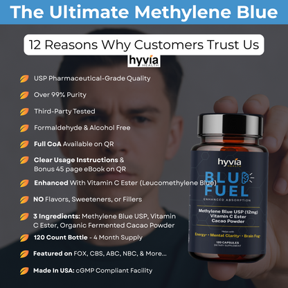Blue Fuel – Methylene Blue Supplement for Energy, Focus & Mental Clarity (120 Capsules)