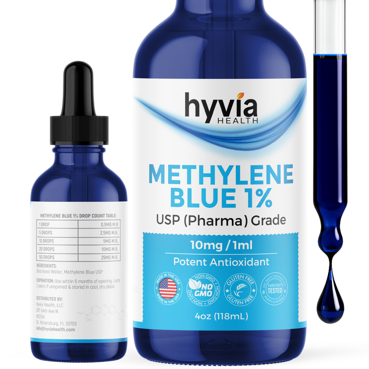 Methylene Blue 1% USP Liquid Drops | 10mg/ml Pharma Grade – Hyvia Health